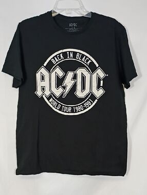 AC/DC Men’s Medium T-Shirt Back In Black World Tour 1980-1981 Graphic Tee Sz Lg